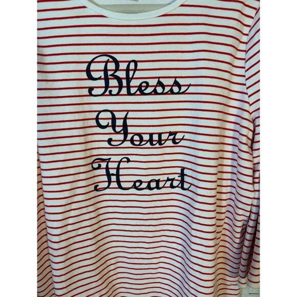 Draper James EloQuii womens blouse striped bless your heart bell sleeve Plus Sz - Picture 2 of 10